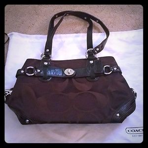 Authentic Brown Sateen Coach Bag Carly Satchel